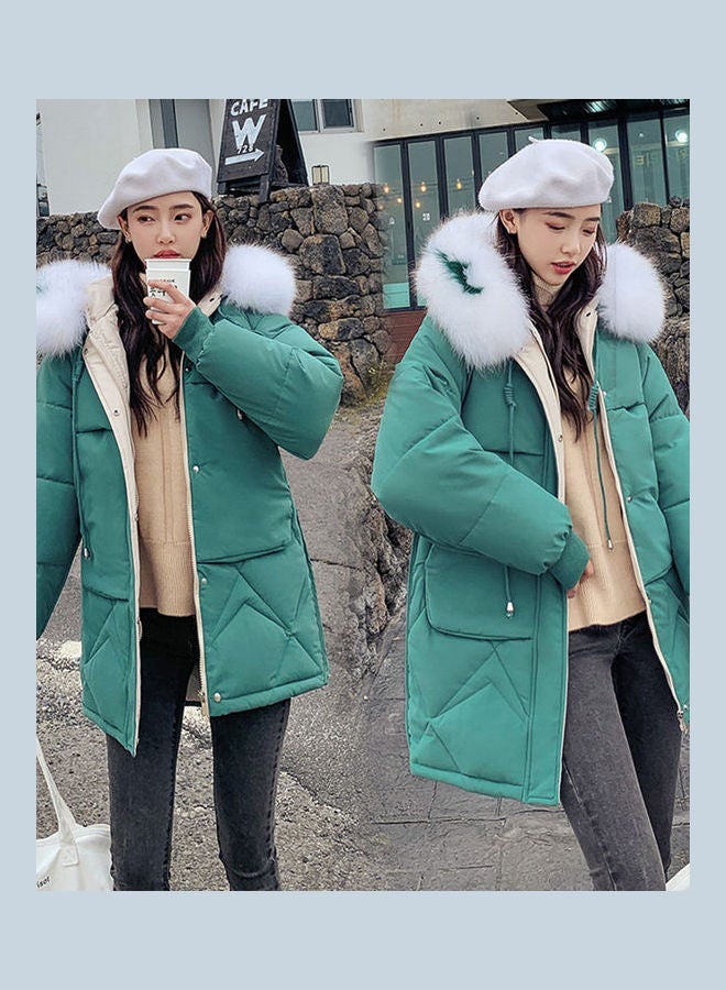 Fashion Wool Collar Down Hooded Jacket Grey - Image 4