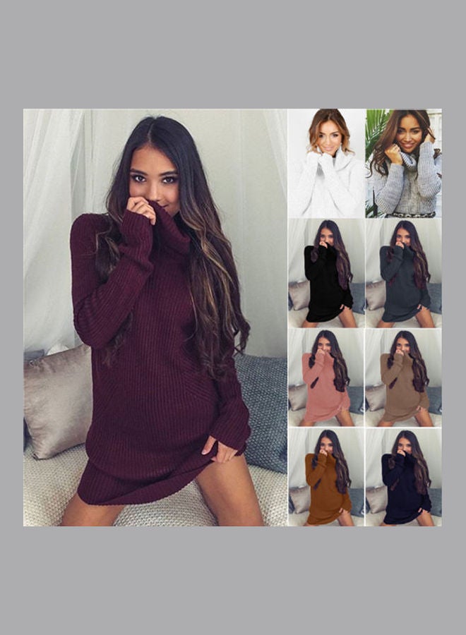 Generic - High Collar Solid Color Pullovers Sweater Dark Grey - Image 1