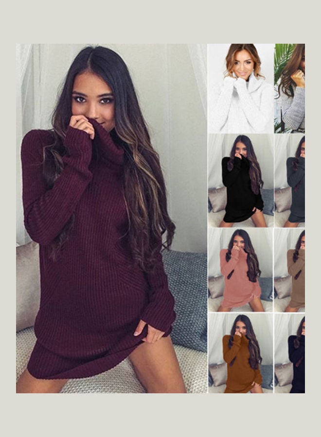Generic - High Collar Solid Color Pullover Sweater White - Image 1