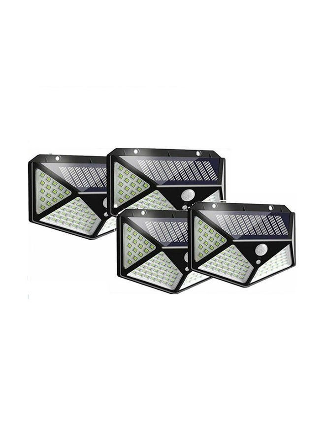 Generic - Pack of 4 100 LED Solar Motion Sensor Power Light Black 130x95mm - Image 1