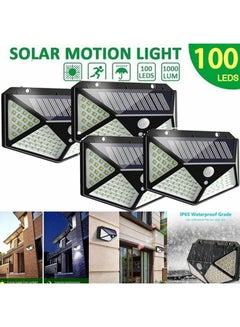 Generic Pack of 4 100 LED Solar Motion Sensor Power Light Black 130x95mm  - Image 2