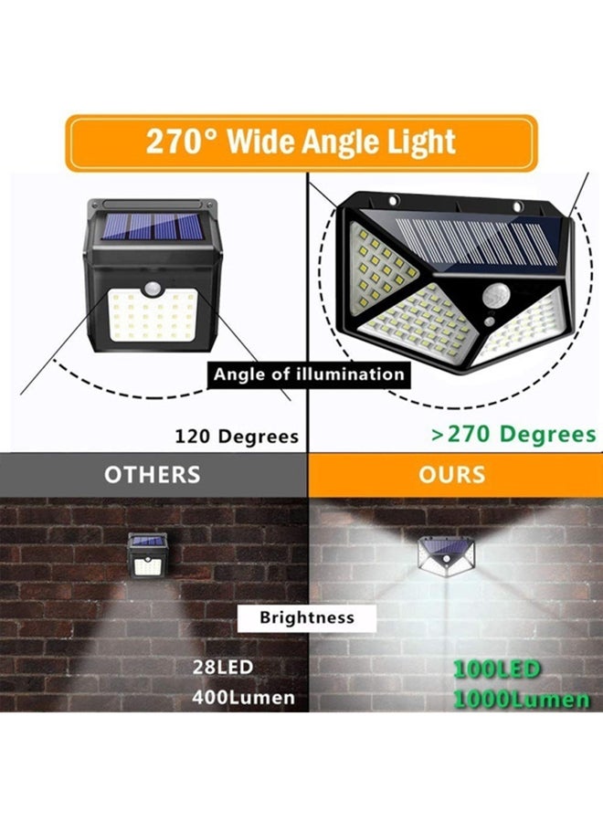 Generic - Pack of 4 100 LED Solar Motion Sensor Power Light Black 130x95mm - Image 1