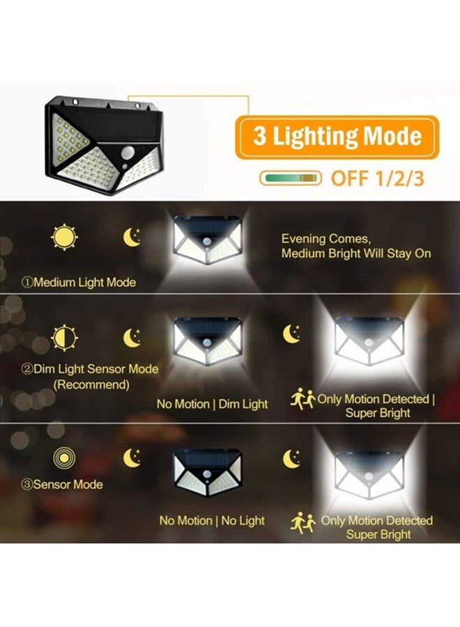 Generic - Pack of 4 100 LED Solar Motion Sensor Power Light Black 130x95mm - Image 1