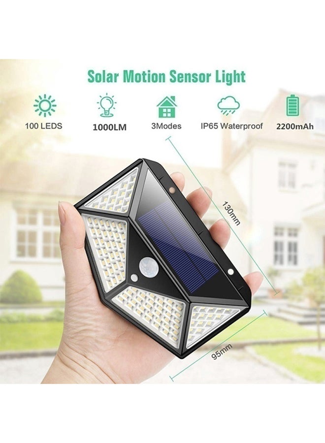 Generic - Pack of 4 100 LED Solar Motion Sensor Power Light Black 130x95mm - Image 1