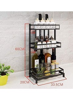 ARTC 3-Layer Stainless Steel Spice Rack Organizer Black 60x20x33.5cm  - Image 2