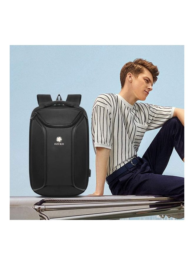 USB Anti-Theft Multifunction Waterproof Travel Backpack black - Image 3