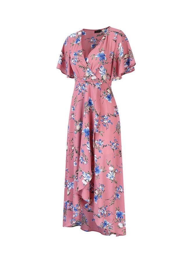 Floral Print Middle Waist Split Maxi Pink - Image 2