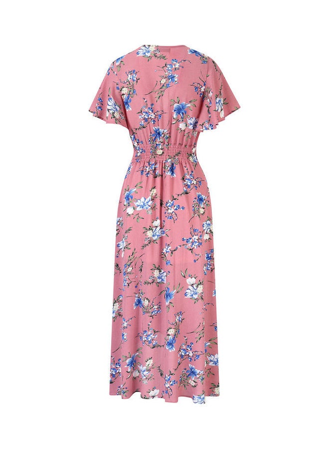 Floral Print Middle Waist Split Maxi Pink - Image 3