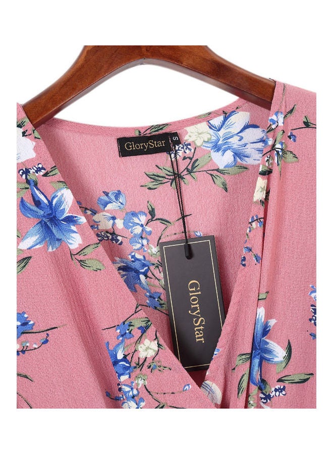Floral Print Middle Waist Split Maxi Pink - Image 4