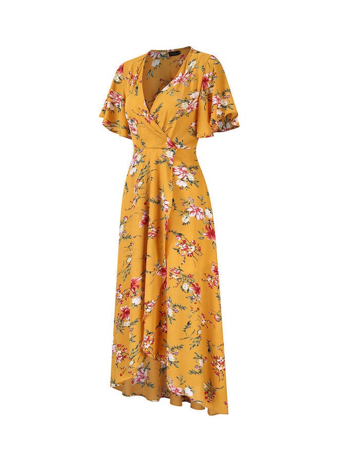 Floral Print Middle Waist Split Maxi Yellow - Image 2