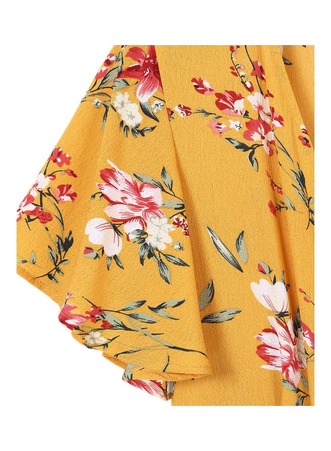 Floral Print Middle Waist Split Maxi Yellow - Image 5