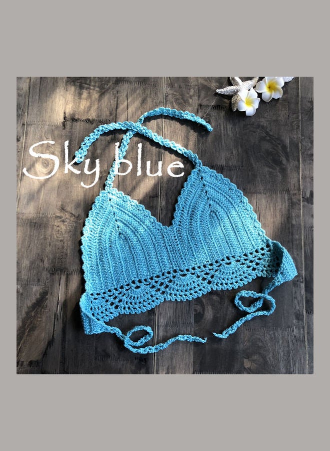 Delicate Knit Bikini Bra Sky Blue  - Image 1