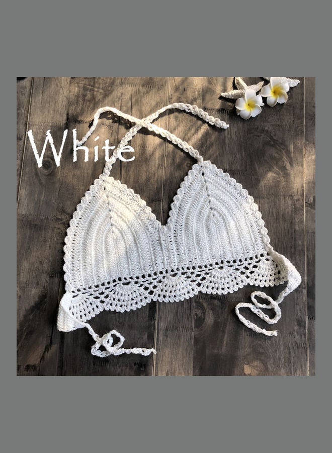 Delicate Knit Bikini Bra White 