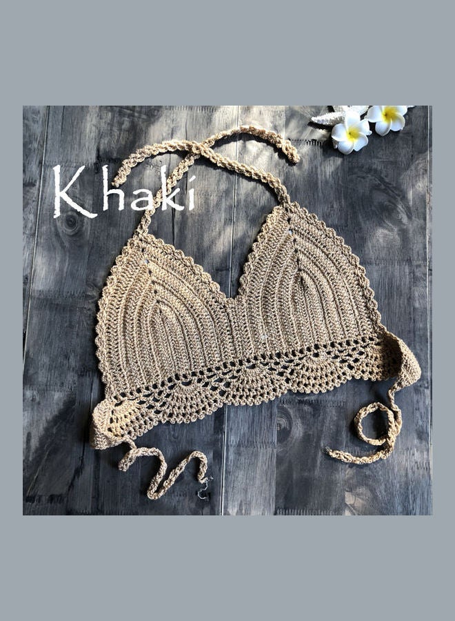 Delicate Knit Bikini Bra Khaki 