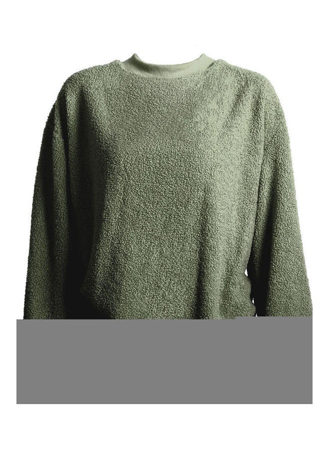 Autumn Warm Casual Thick Plush Top Army Green - Image 1