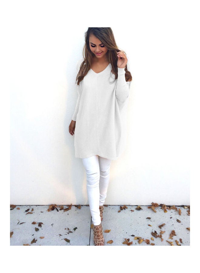 سترة كاجوال رفيعة ومحبوكة أبيض