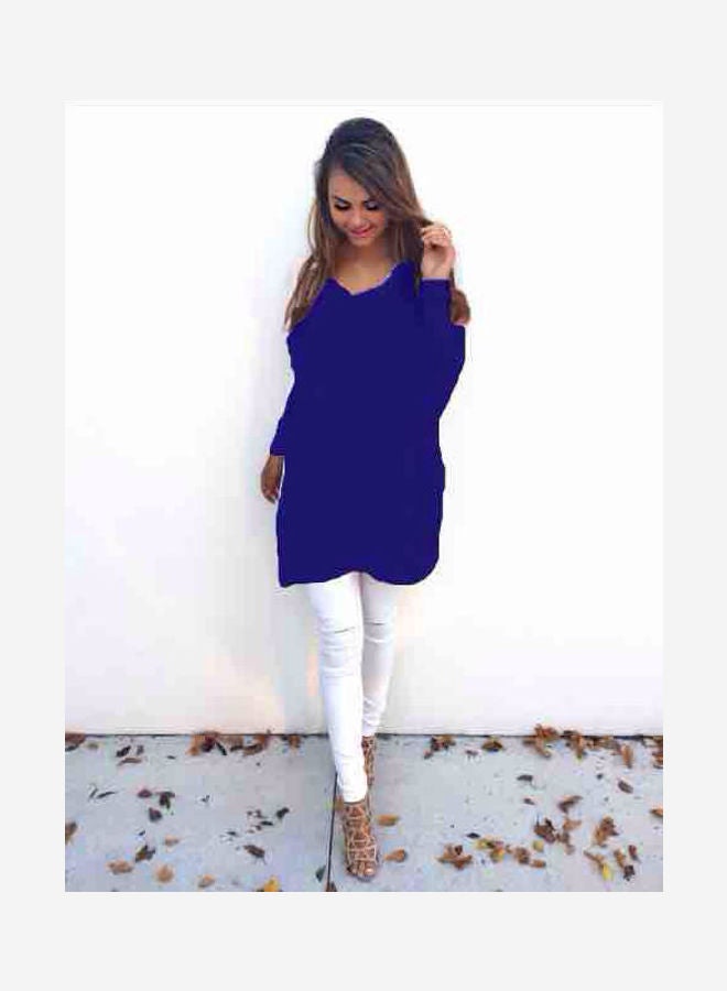 Causal Knitted Thin Sweater Royal Blue