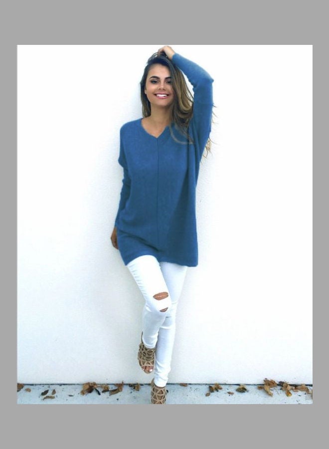 سترة كاجوال رفيعة ومحبكة أزرق فاتح