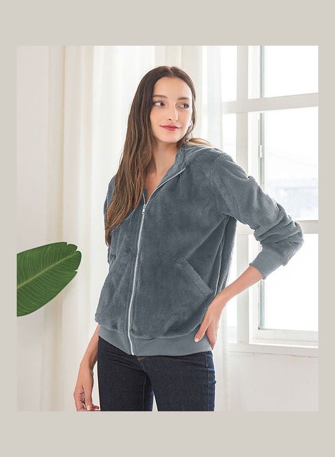 Imitation Faux Mink Jacket Dark Grey - Image 1