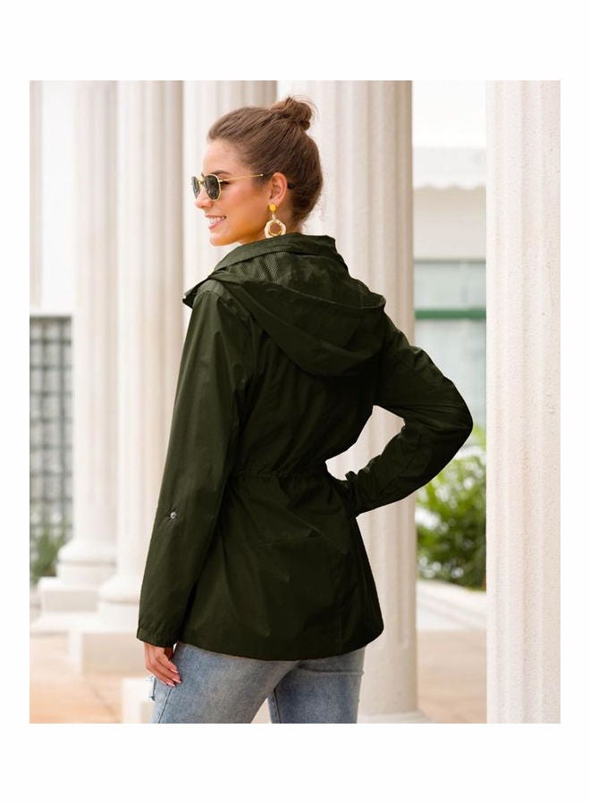 Waterproof Outdoor Hiking Rain Jacket Army Green - Image 2