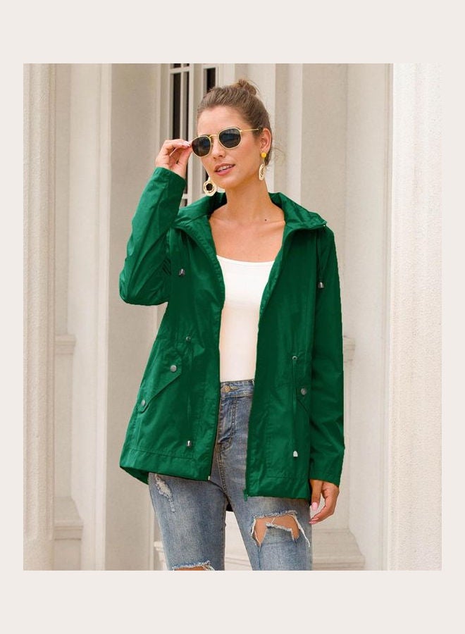 Waterproof Outdoor Hiking Rain Jacket Dark Green  - Image 2
