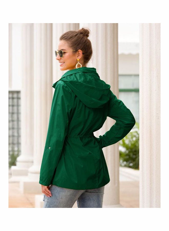Waterproof Outdoor Hiking Rain Jacket Dark Green  - Image 3