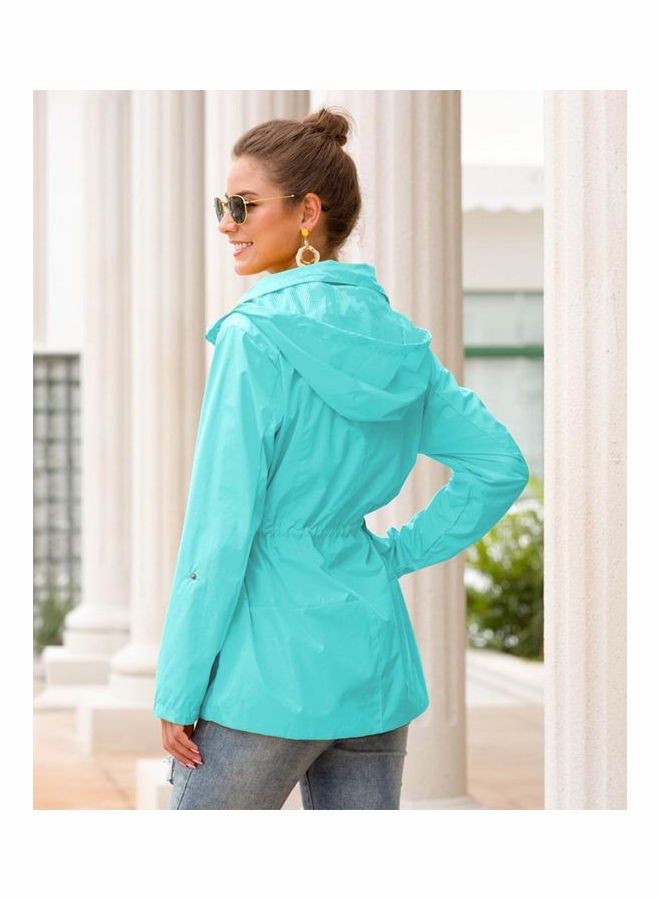 Waterproof Outdoor Hiking Rain Jacket Water Blue  - Image 3