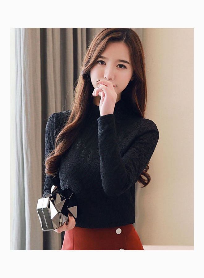 Slim Inside Lap Blouse Black - Image 1
