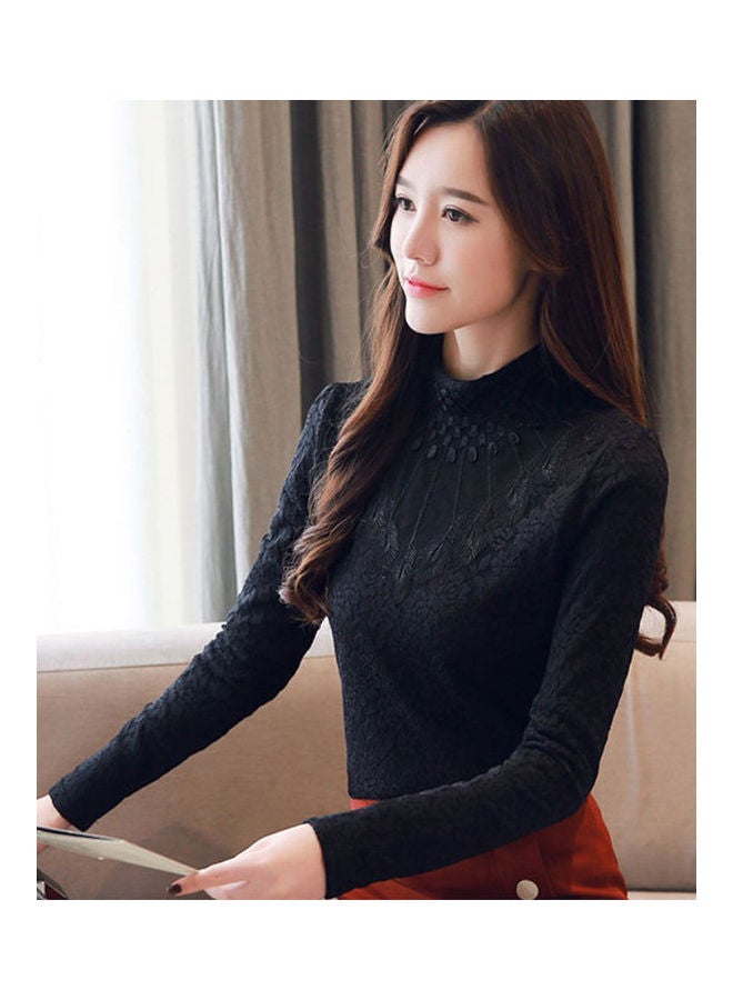 Slim Inside Lap Blouse Black - Image 2