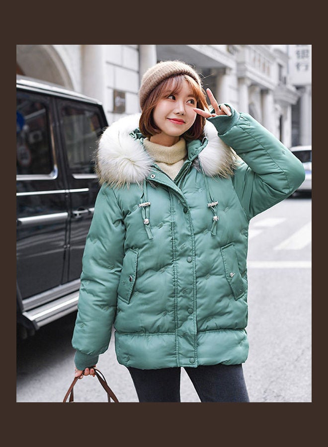 Winter Wool Collar Down Jacket Green