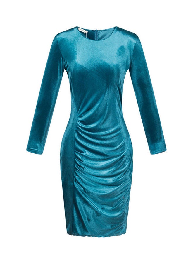 Velvet Slim Dress Hole Green