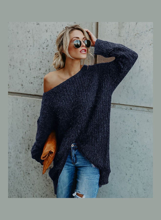 Solid Colour Pullover Top Black  - Image 1