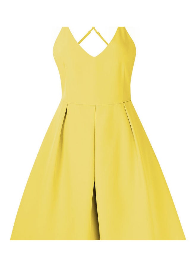 Glorysunshine Women Deep Spaghetti Strap Dress Lemon yellow - Image 1