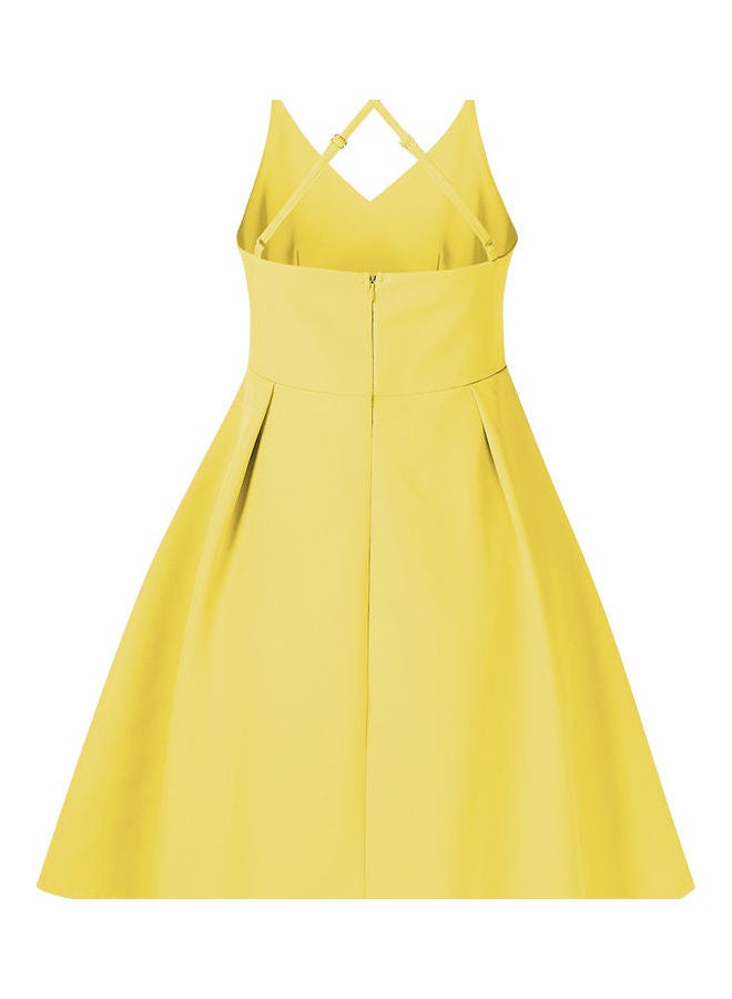 Glorysunshine Women Deep Spaghetti Strap Dress Lemon yellow - Image 3