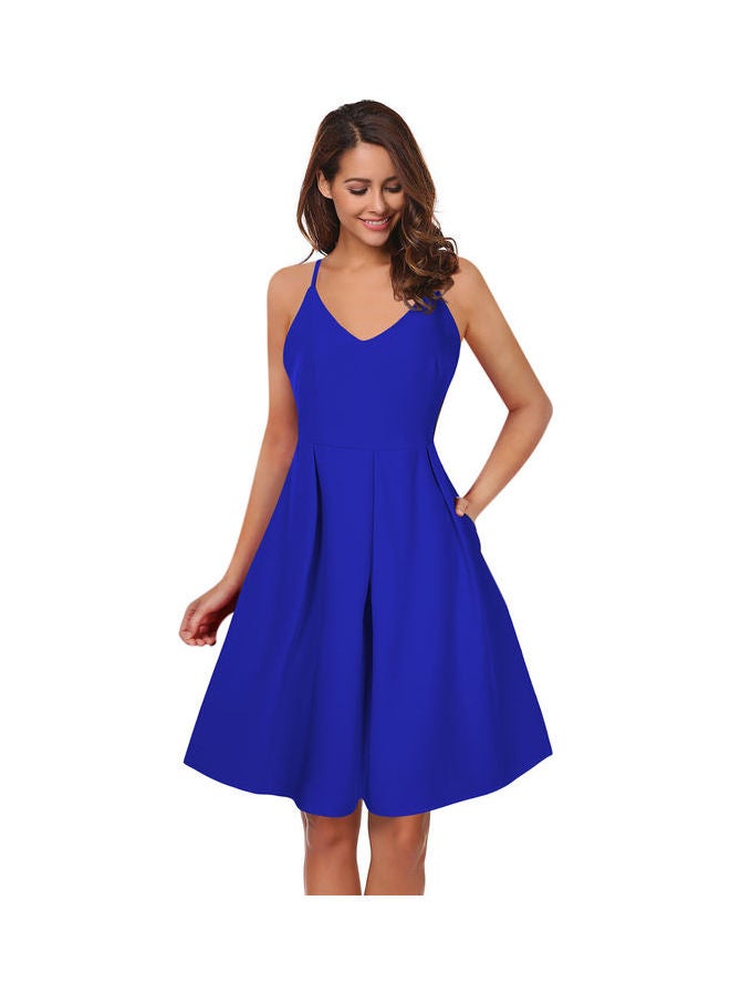 Glorysunshine Women Deep Spaghetti Strap Dress Blue - Image 1