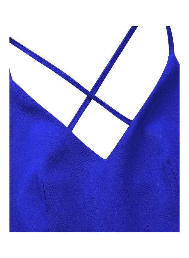 Glorysunshine Women Deep Spaghetti Strap Dress Blue - Image 4