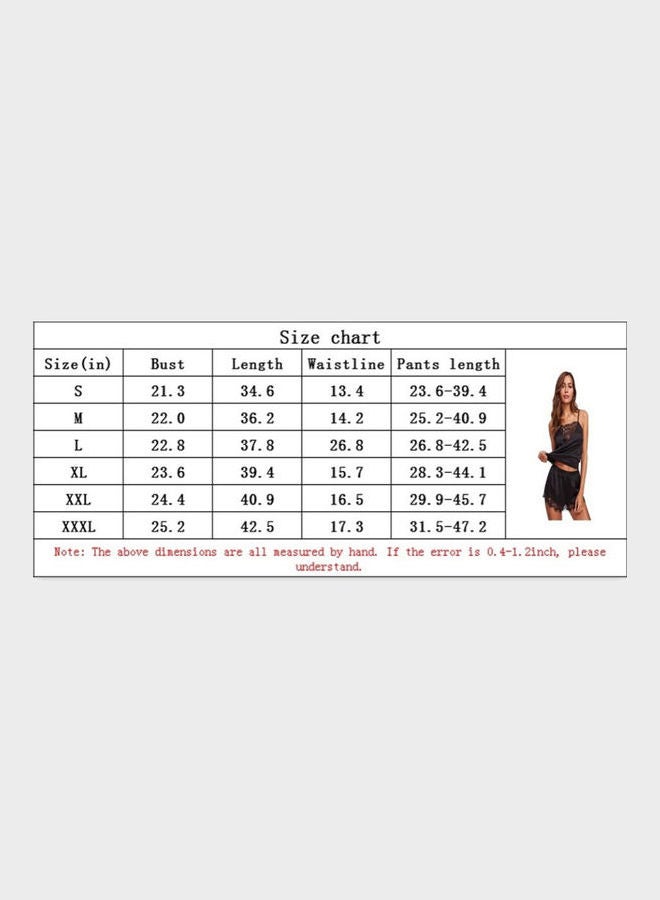 2 Piece Stylish Comfortable Lace Pajama Home Wear Suit black - Image 3