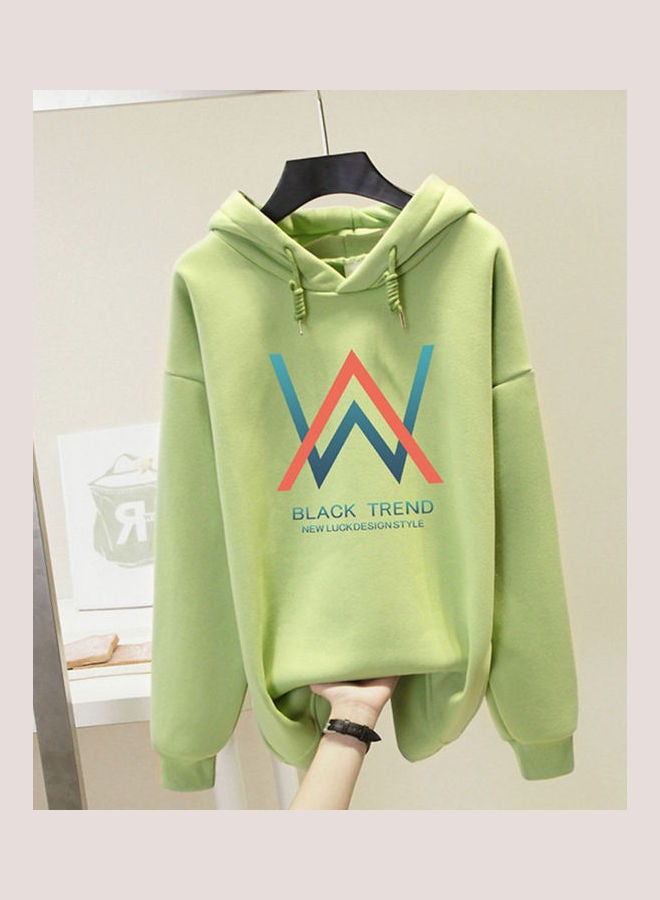 Collar DJ Pattern Printing Pullover Hoodies Green  - Image 1