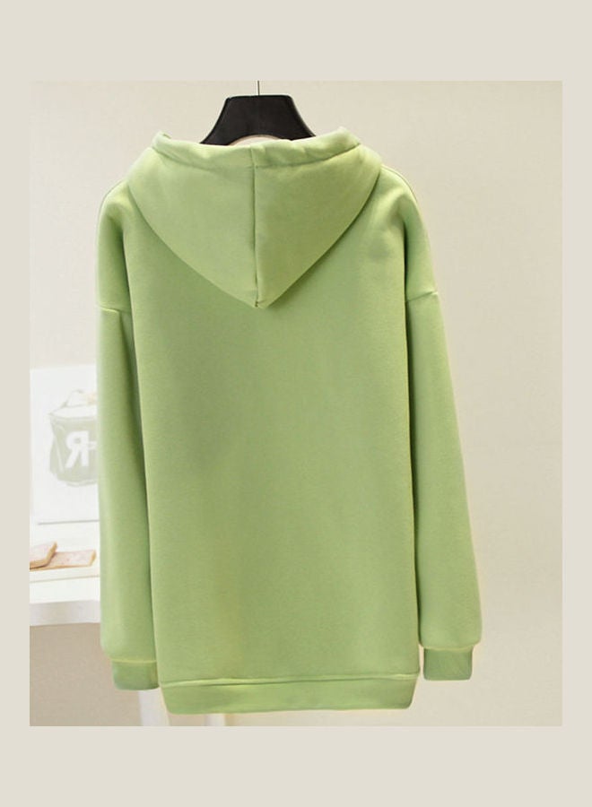 Collar DJ Pattern Printing Pullover Hoodies Green  - Image 3