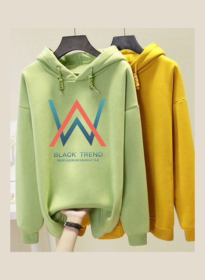 Collar DJ Pattern Printing Pullover Hoodies Green  - Image 5