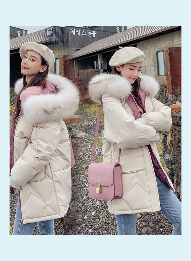 Fashion Wool Collar Down Jacket White - Image 3