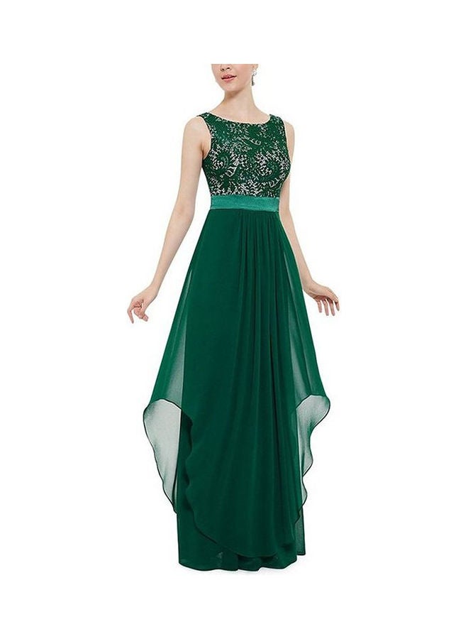 Glorysunshine Modest Sleeveless Lace Chiffon Gown Black - Image 5