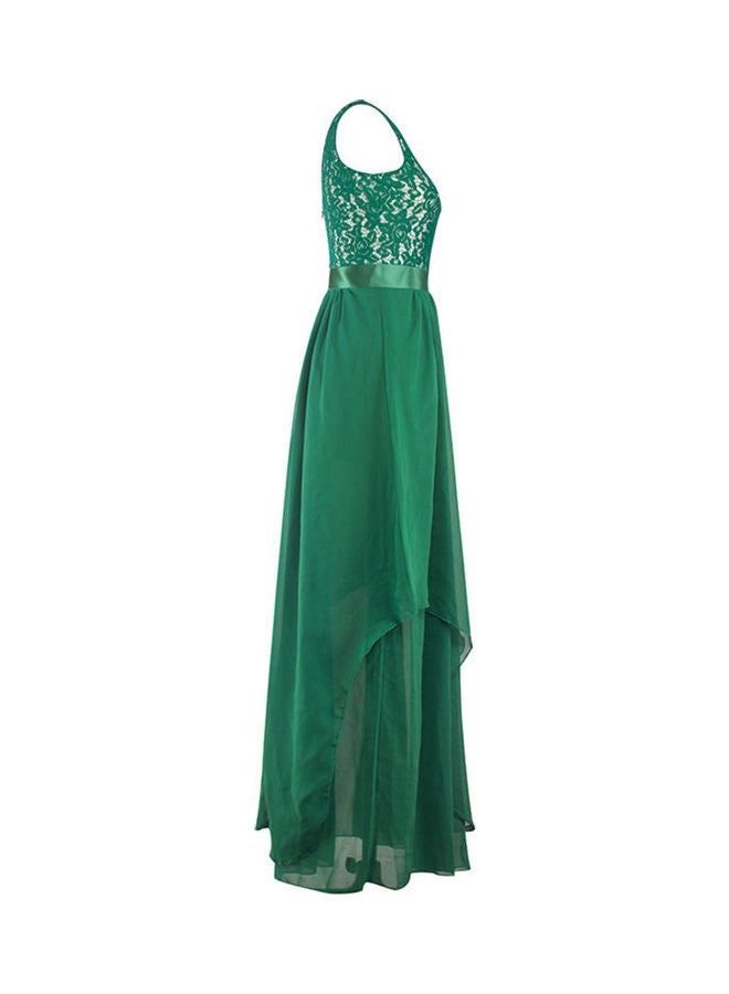 Glorysunshine Modest Sleeveless Lace Chiffon Gown Green  - Image 3