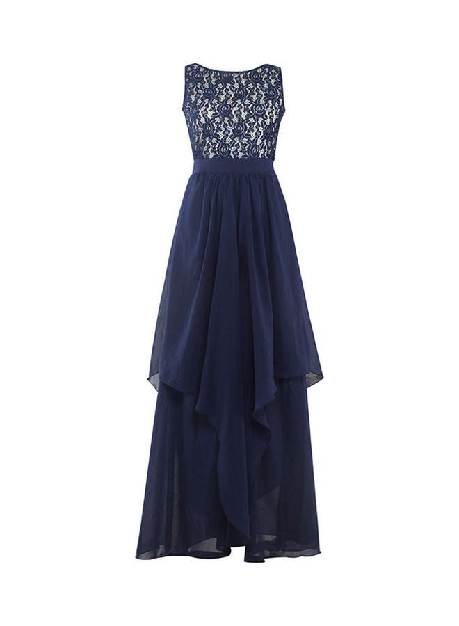 Glorysunshine Modest Sleeveless Lace Chiffon Gown Navy - Image 1