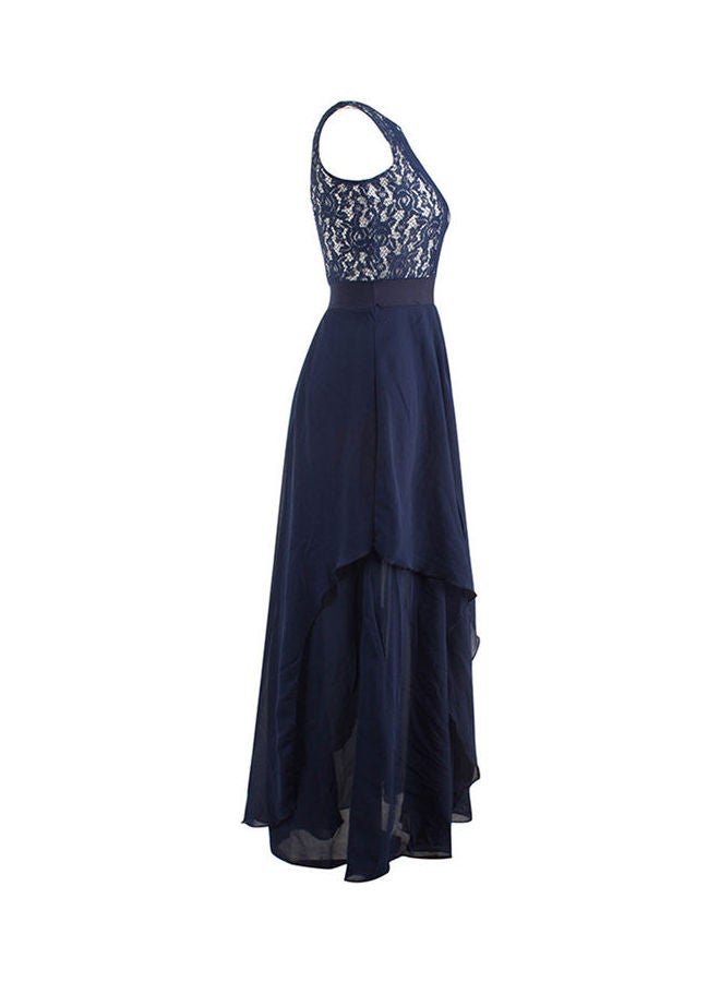 Glorysunshine Modest Sleeveless Lace Chiffon Gown Navy - Image 3