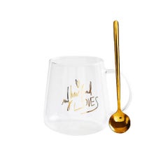Nordic Style Bronzing Glass With Spoon Clear