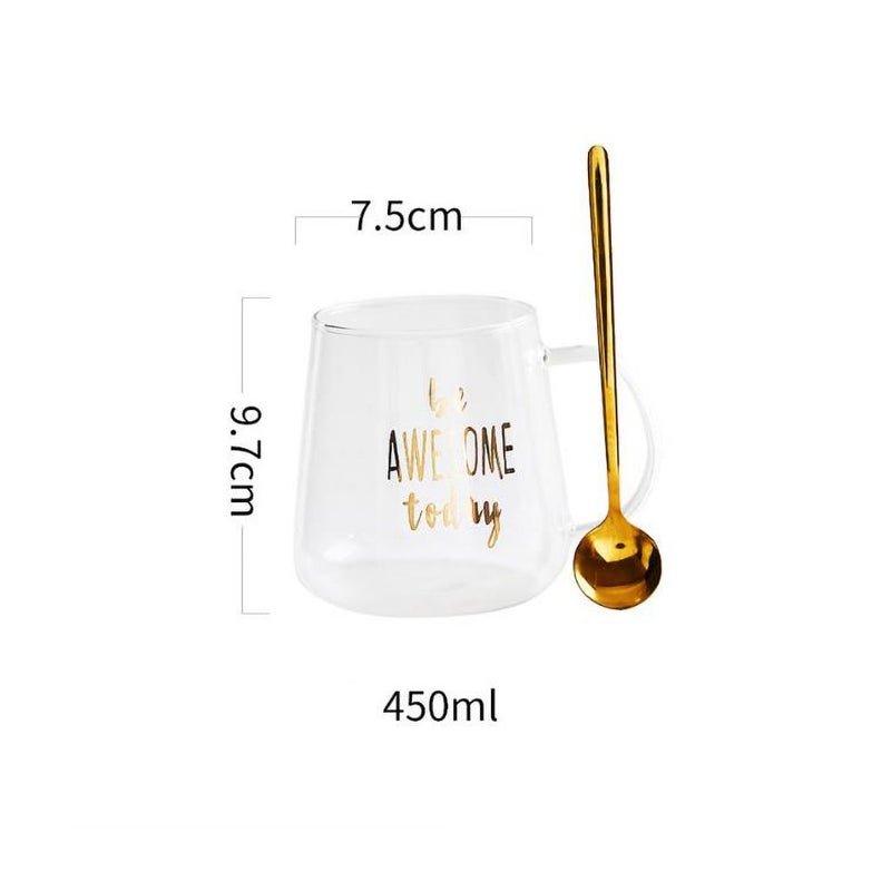 AnneFish Nordic Style Bronzing Glass With Spoon Clear  - Image 2