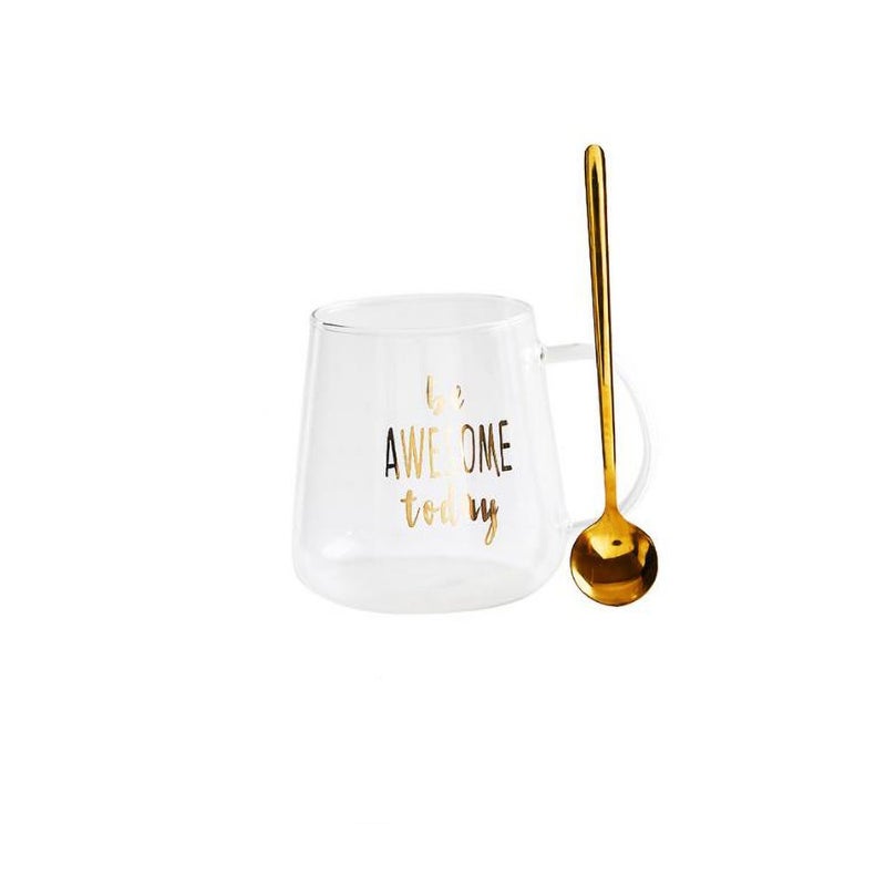 AnneFish Nordic Style Bronzing Glass With Spoon Clear  - Image 1