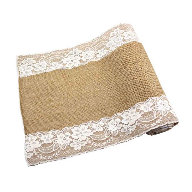 AnneFish - Handmade Lace Table Runner Brown 30x180cm - Image 1