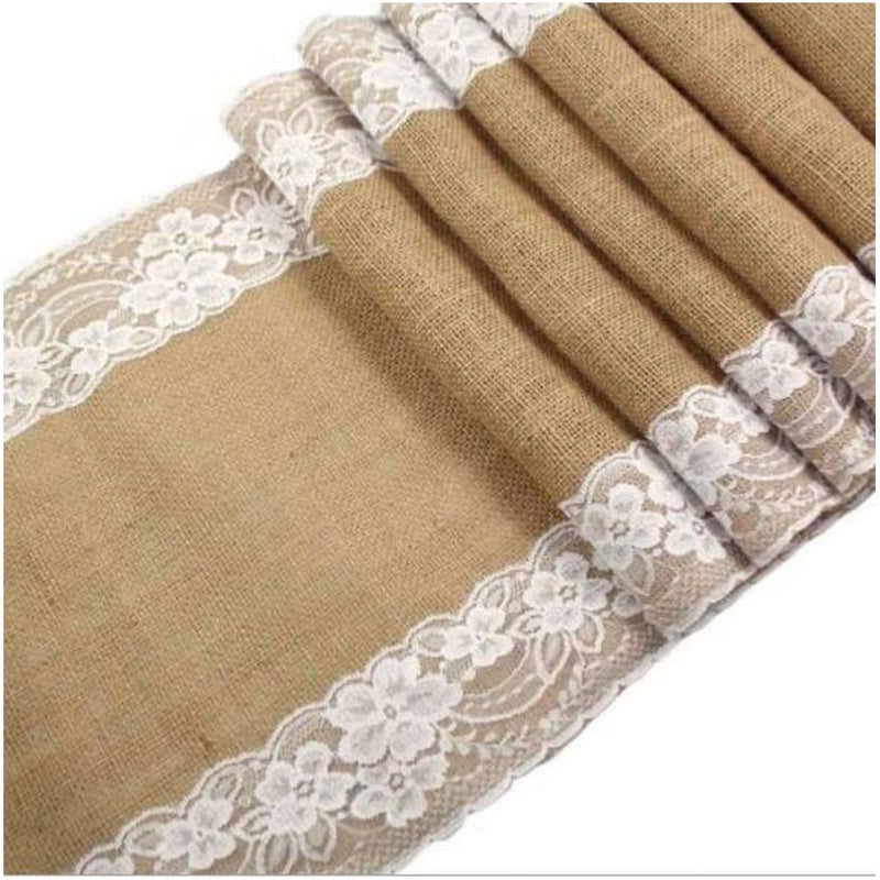 AnneFish - Handmade Lace Table Runner Brown 30x180cm - Image 1